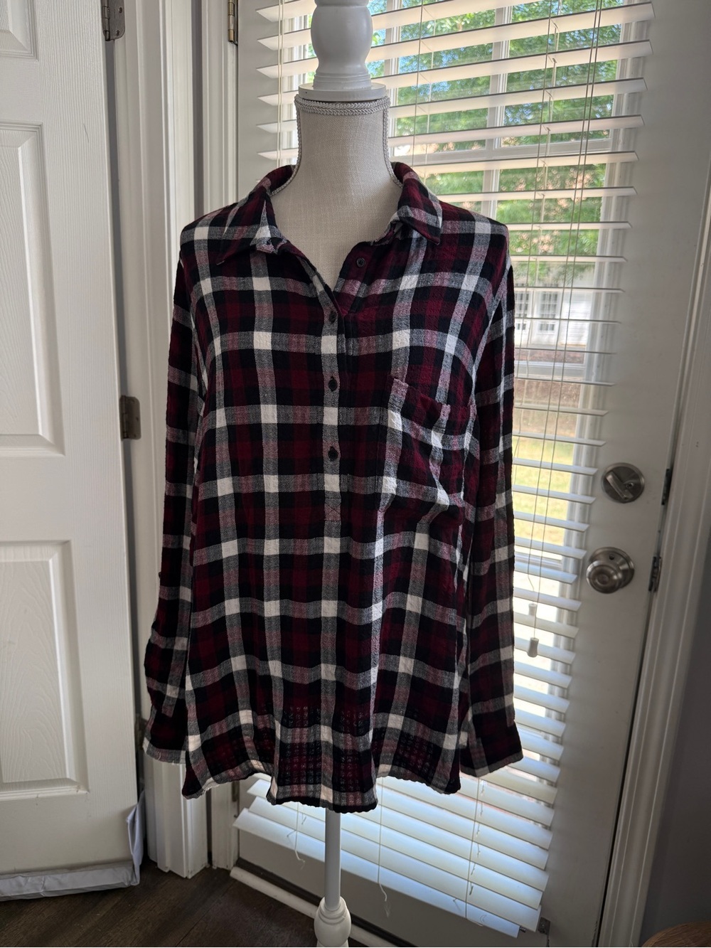 Pistola Burgundy, Black & White Plaid Shirt